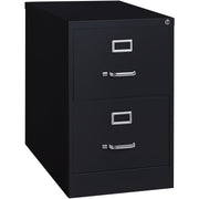 Lorell Fortress Series 26-1/2" Commercial-Grade Vertical File Cabinet - 18" Width x 26.5" Depth x 28.4" Height - 2 x Drawer(s) for File - Legal - Vertical - Lockable, Ball-bearing Suspension, Heavy Duty - Black - Steel - Recycled