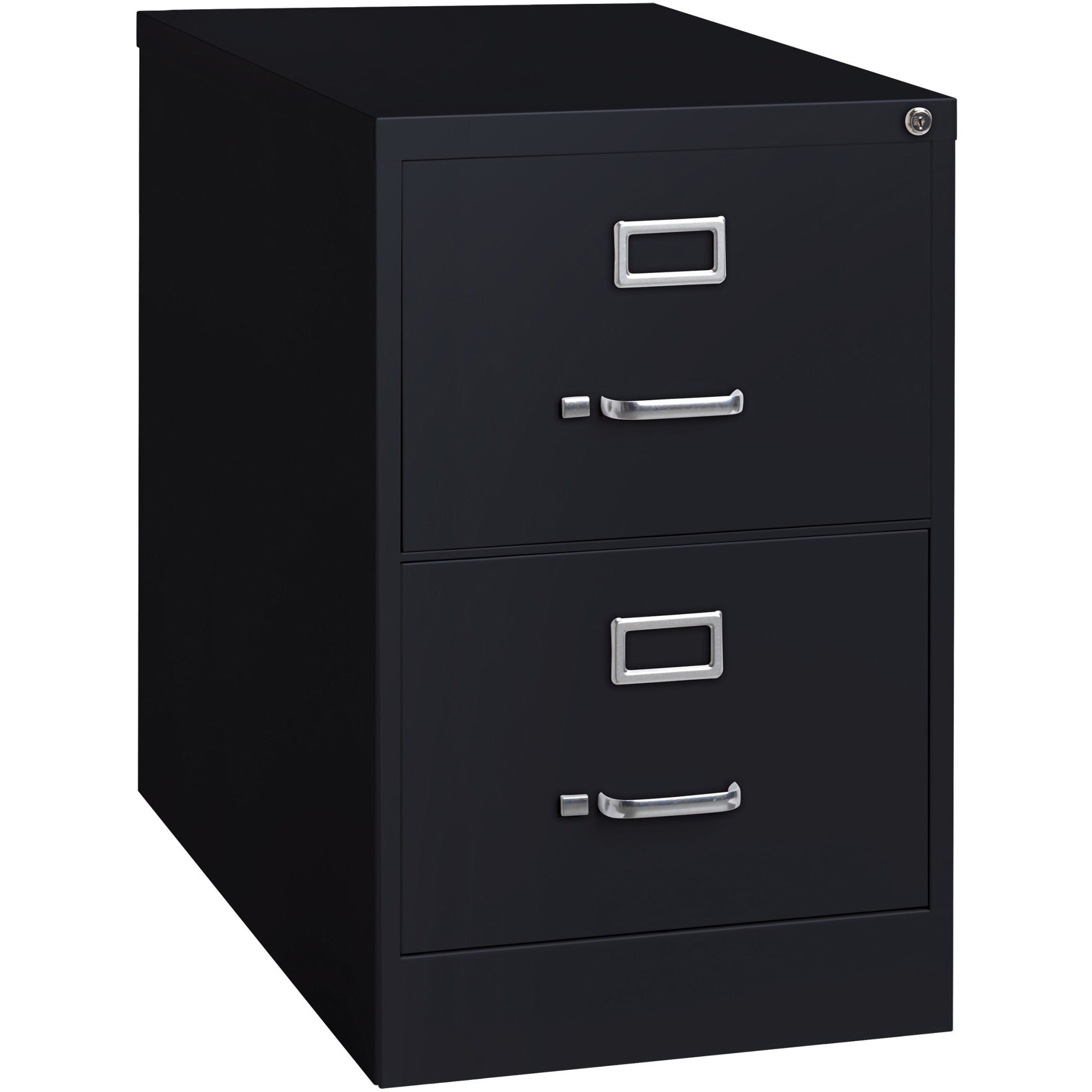 Lorell Fortress Series 26-1/2" Commercial-Grade Vertical File Cabinet - 18" Width x 26.5" Depth x 28.4" Height - 2 x Drawer(s) for File - Legal - Vertical - Lockable, Ball-bearing Suspension, Heavy Duty - Black - Steel - Recycled