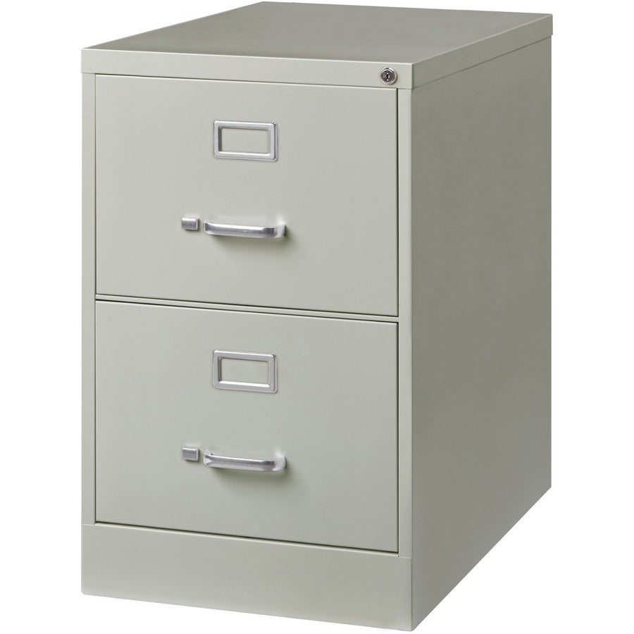 Lorell Fortress Series 26-1/2" Commercial-Grade Vertical File Cabinet - 18" Width x 26.5" Depth x 28.4" Height - 2 x Drawer(s) for File - Legal - Vertical - Lockable, Ball-bearing Suspension, Heavy Duty - Light Gray - Steel - Recycled