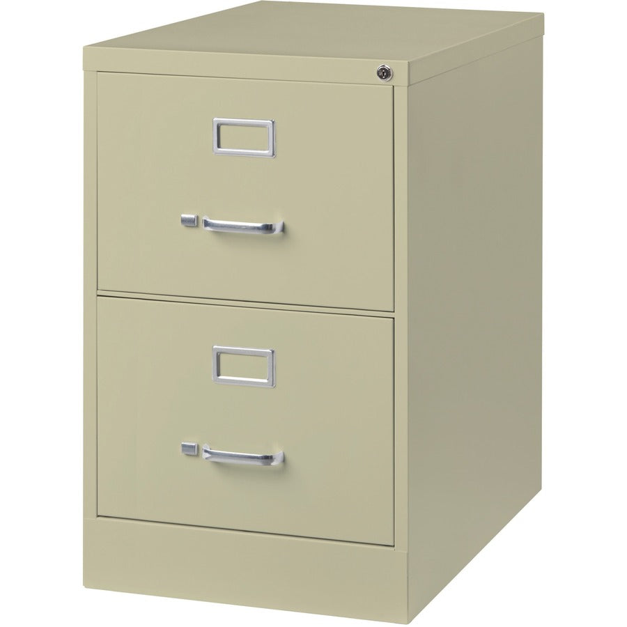 Lorell Fortress Series 26-1/2" Commercial-Grade Vertical File Cabinet - 18" Width x 26.5" Depth x 28.4" Height - 2 x Drawer(s) for File - Legal - Vertical - Lockable, Ball-bearing Suspension, Heavy Duty - Putty - Steel - Recycled