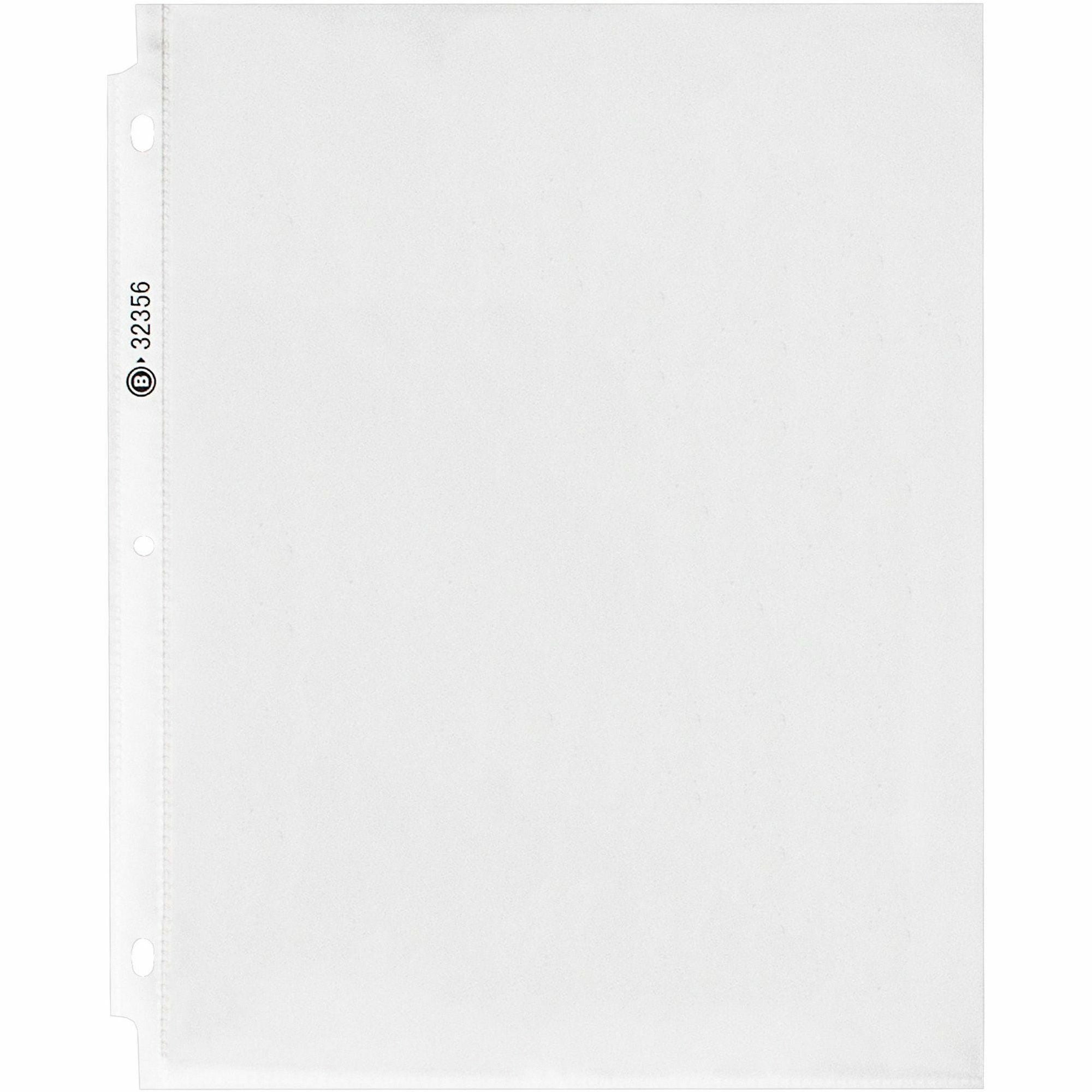 Business Source Nonglare Top-loading Sheet Protectors - 11" Height x 9" Width x 2.4 mil Thickness - For Letter 8 1/2" x 11" Sheet - Rectangular - Clear - Polypropylene - 1 Pack