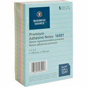 Business Source Ruled Adhesive Notes - 4" Flag/Note Width x 6" Flag/Note Length - Square - Ruled - Pastel - Self-adhesive, Solvent-free Adhesive - 1 Pack