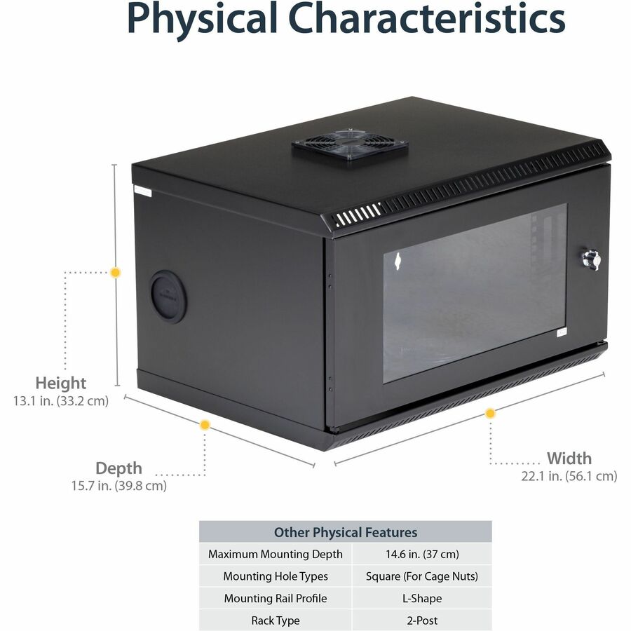 StarTech.com 6U 19" Wall Mount Server Rack Cabinet Acrylic Door