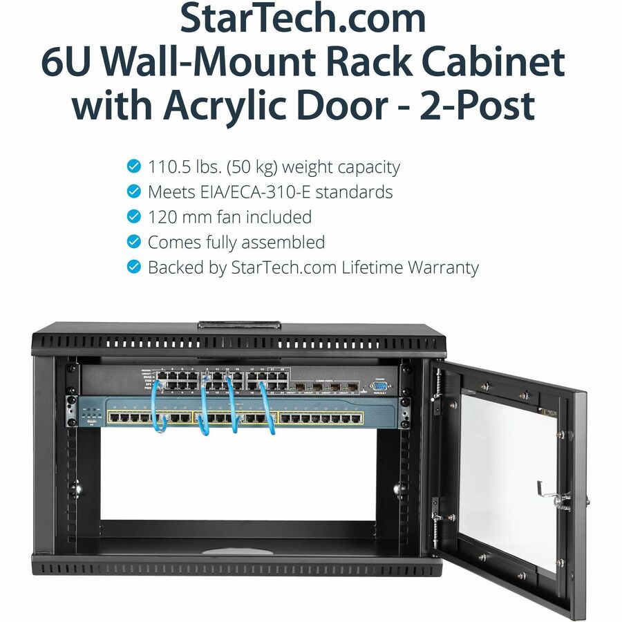 StarTech.com 6U 19" Wall Mount Server Rack Cabinet Acrylic Door