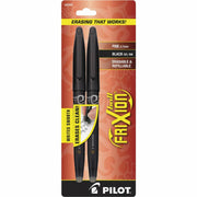 FriXion Gel Pens - 0.7 mm Fine Pen Point - Erasable - Black Ink - Gel-based - Black Barrel - Document, Writing - 2 / Pack