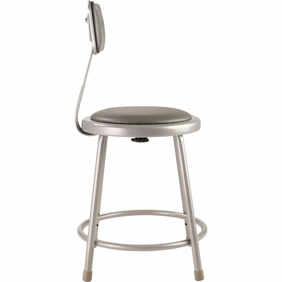NPS® 18" Heavy Duty Vinyl Padded Steel Stool with Backrest, Surface Color: Grey, Frame Color: Grey