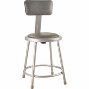 NPS® 18" Heavy Duty Vinyl Padded Steel Stool with Backrest, Surface Color: Grey, Frame Color: Grey