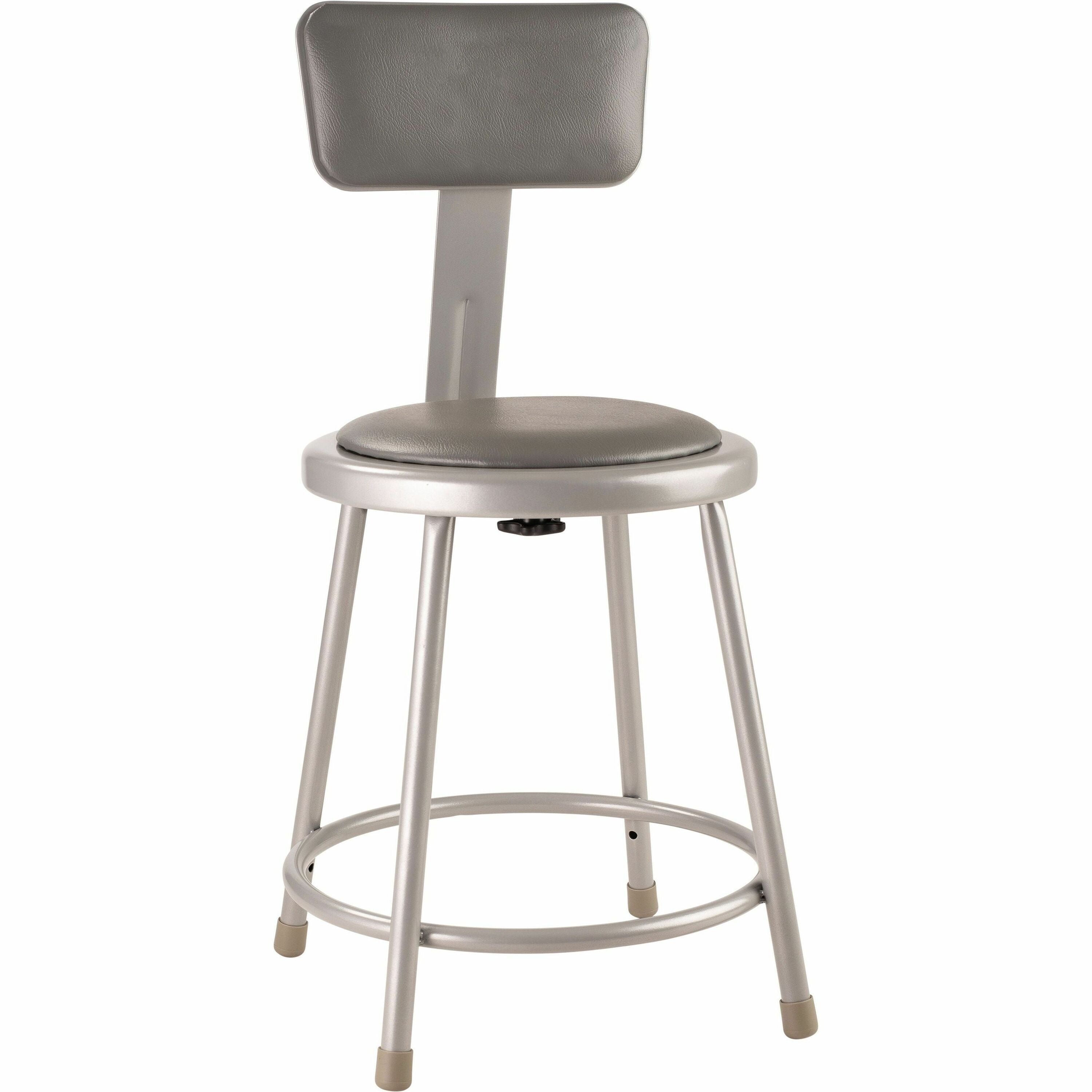 NPS® 18" Heavy Duty Vinyl Padded Steel Stool with Backrest, Surface Color: Grey, Frame Color: Grey