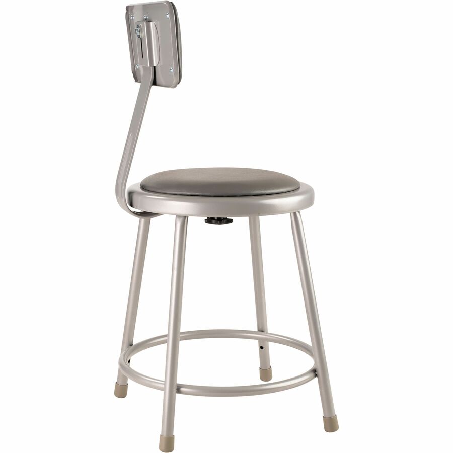 NPS® 18" Heavy Duty Vinyl Padded Steel Stool with Backrest, Surface Color: Grey, Frame Color: Grey