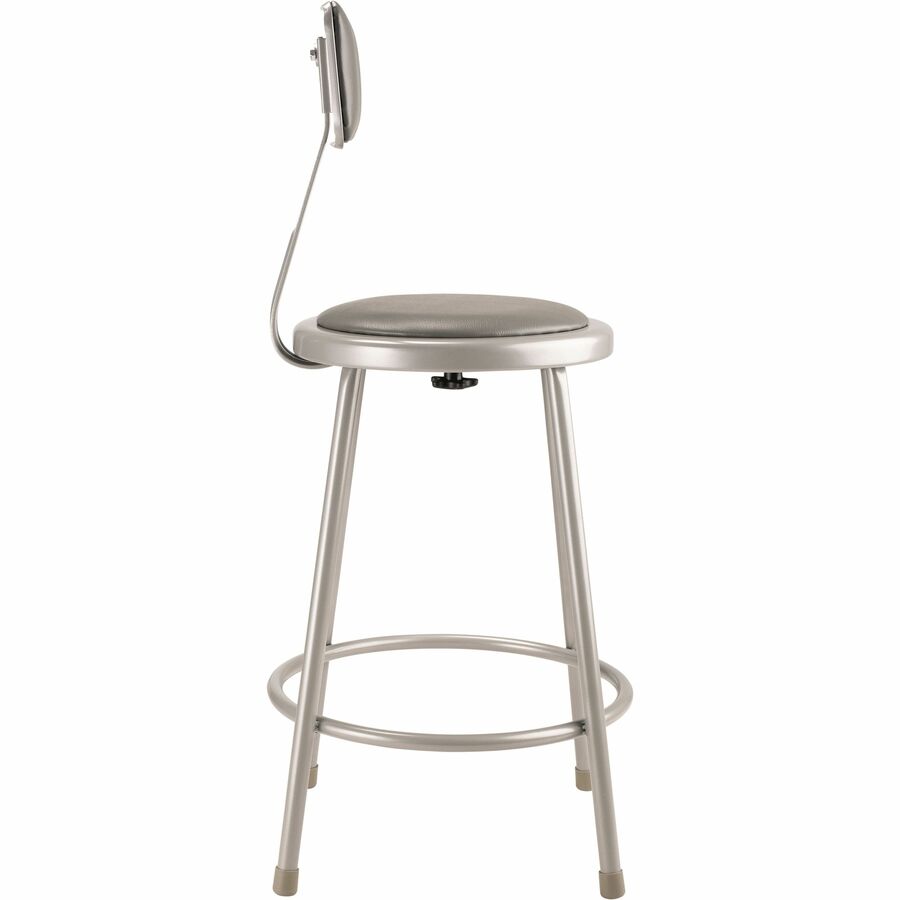 NPS® 24" Heavy Duty Vinyl Padded Steel Stool with Backrest, Surface Color: Grey, Frame Color: Grey