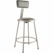 NPS® 24" Heavy Duty Vinyl Padded Steel Stool with Backrest, Surface Color: Grey, Frame Color: Grey
