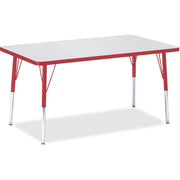 Berries® Rectangle Activity Table - 30" X 48", A-height - Freckled Gray/Red/Gray