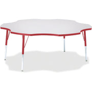 Berries® Six Leaf Activity Table - 60", A-height - Freckled Gray/Red/Gray