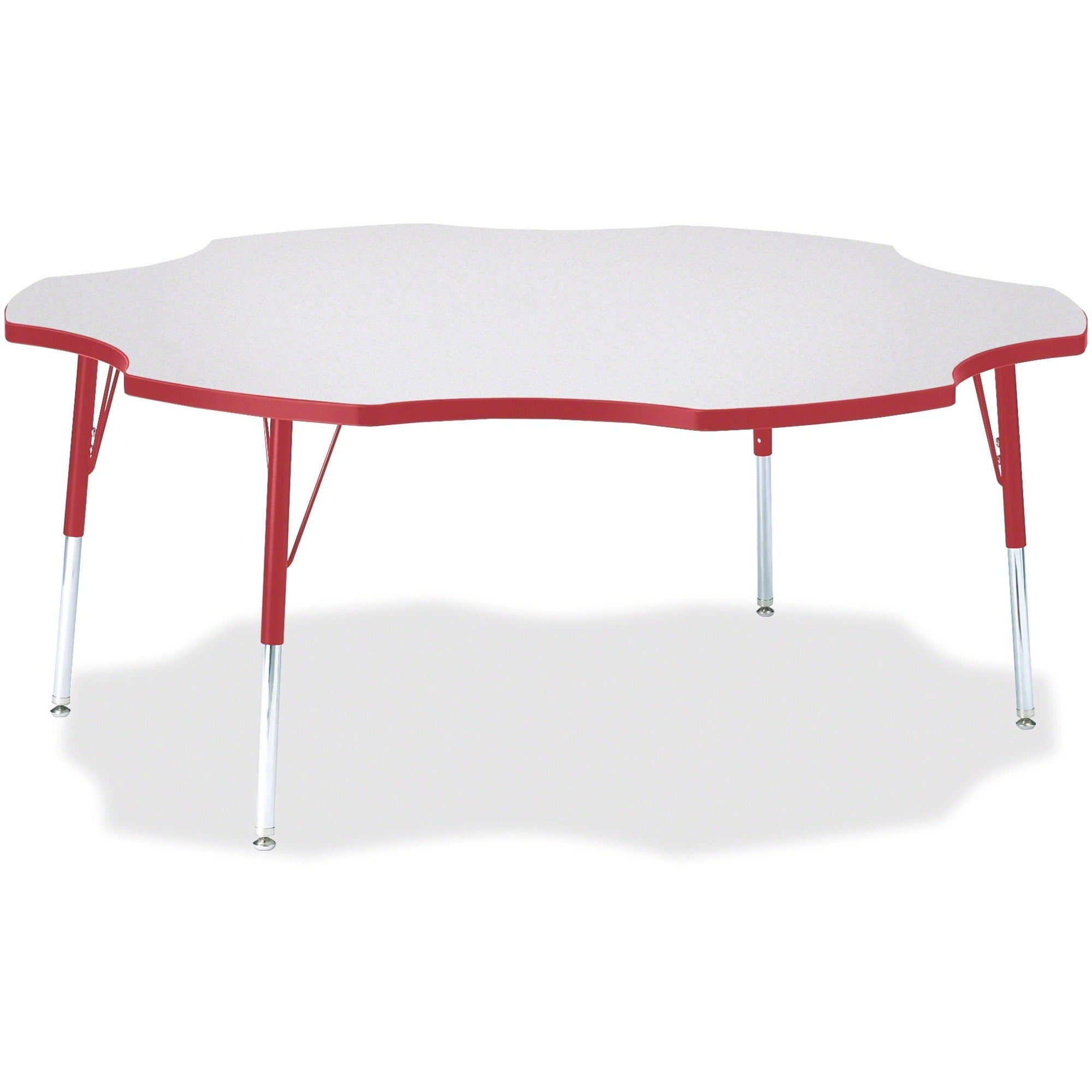 Berries® Six Leaf Activity Table - 60", A-height - Freckled Gray/Red/Gray