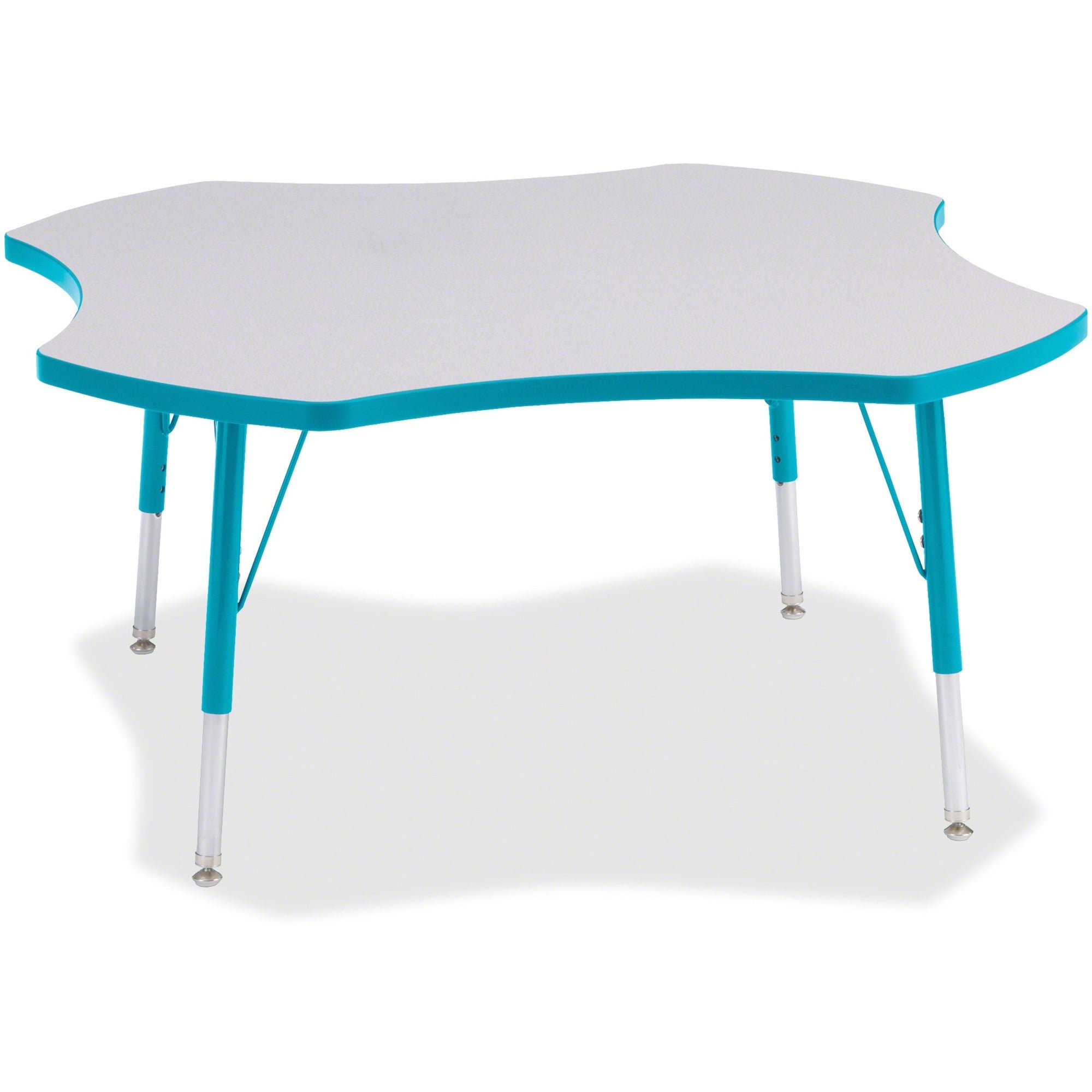 Berries® Four Leaf Activity Table, E-height - Freckled Gray/Teal/Gray