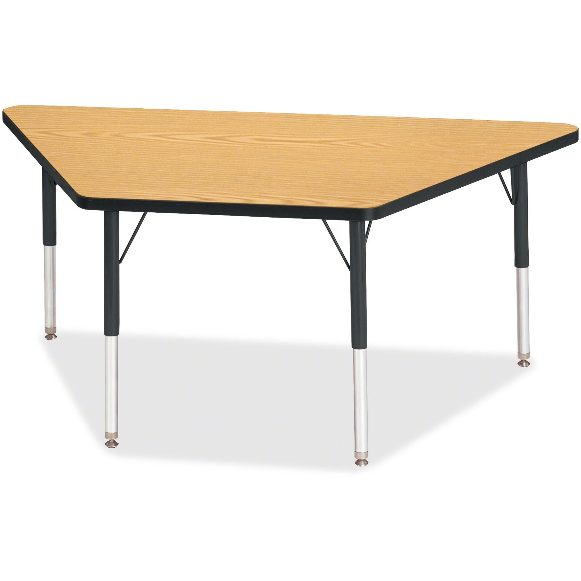 Berries® Trapezoid Activity Tables - 30" X 60", E-height - Oak/Black/Black