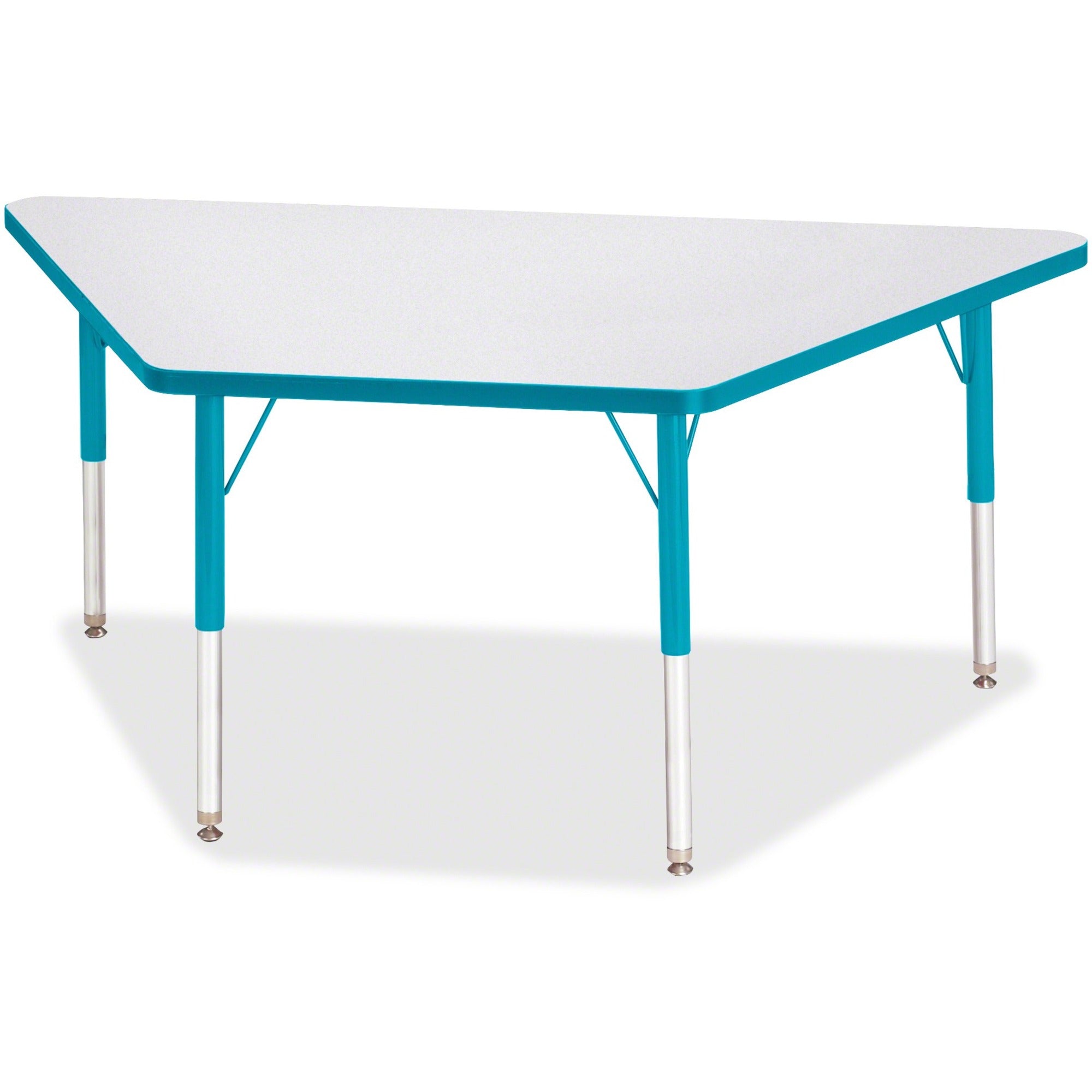 Berries® Trapezoid Activity Tables - 30" X 60", E-height - Freckled Gray/Teal/Gray