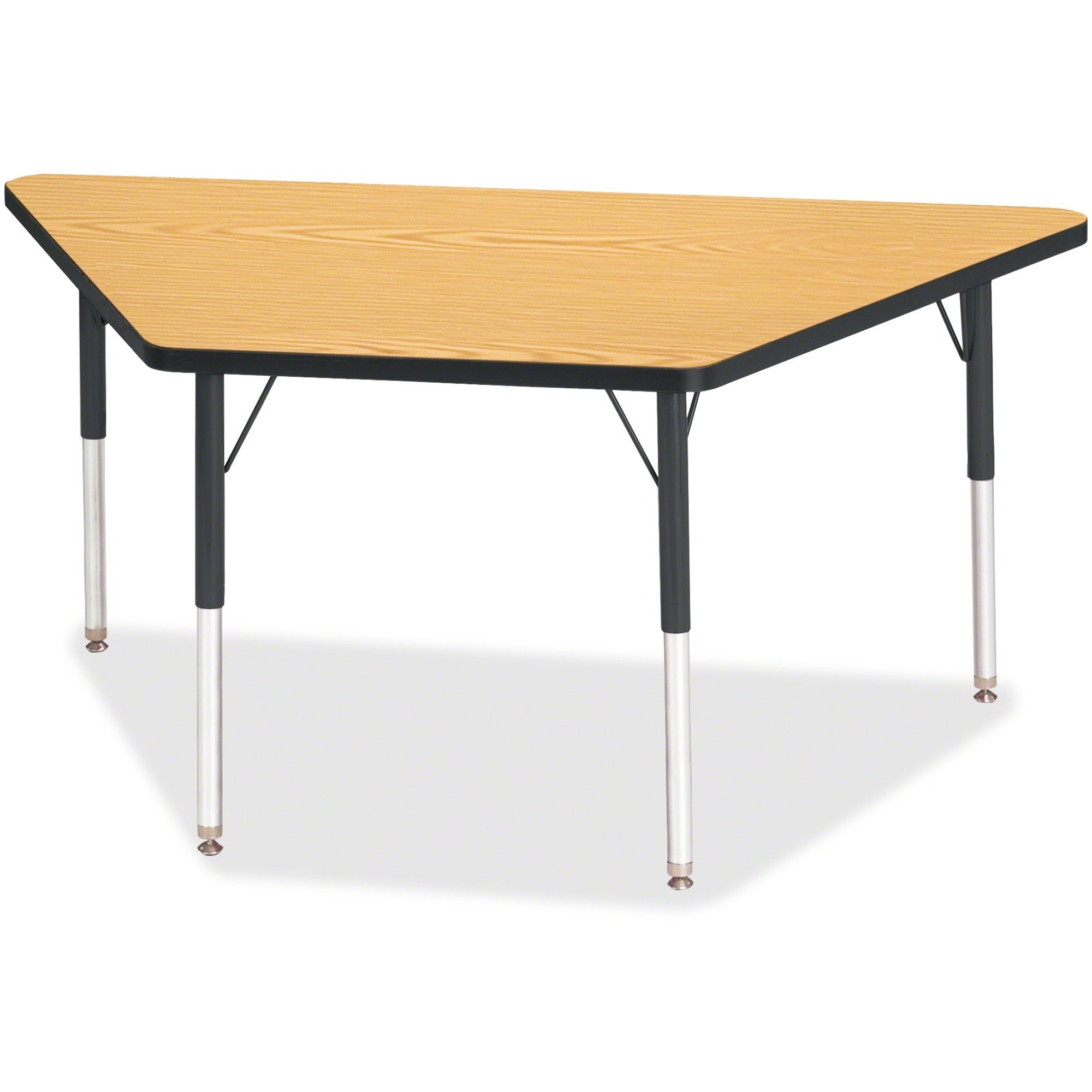 Berries® Trapezoid Activity Tables - 30" X 60", A-height - Oak/Black/Black