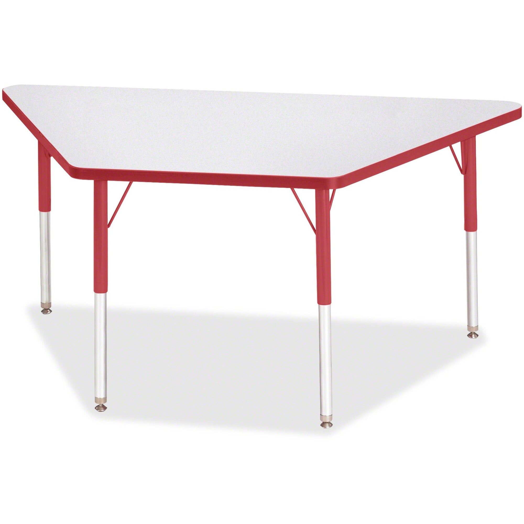 Berries® Trapezoid Activity Tables - 30" X 60", A-height - Freckled Gray/Red/Gray
