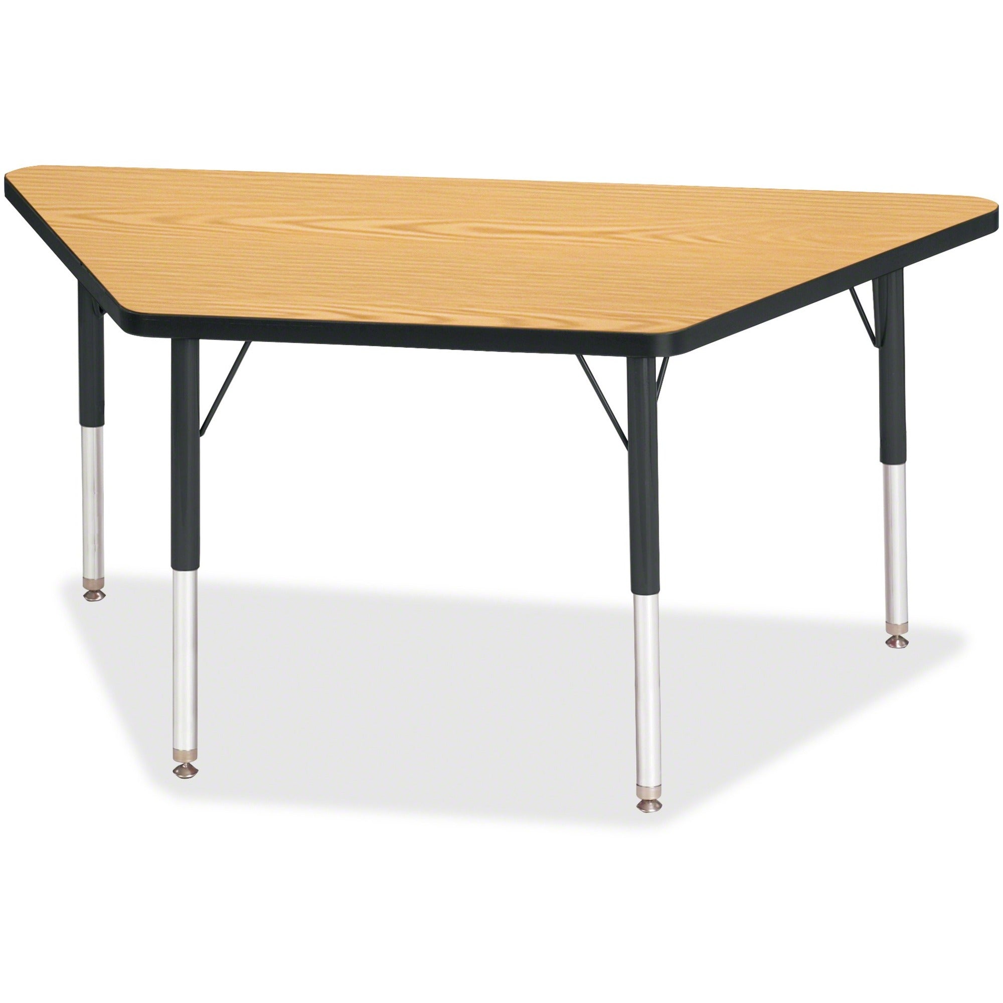 Berries® Trapezoid Activity Tables - 24" X 48", E-height - Oak/Black/Black