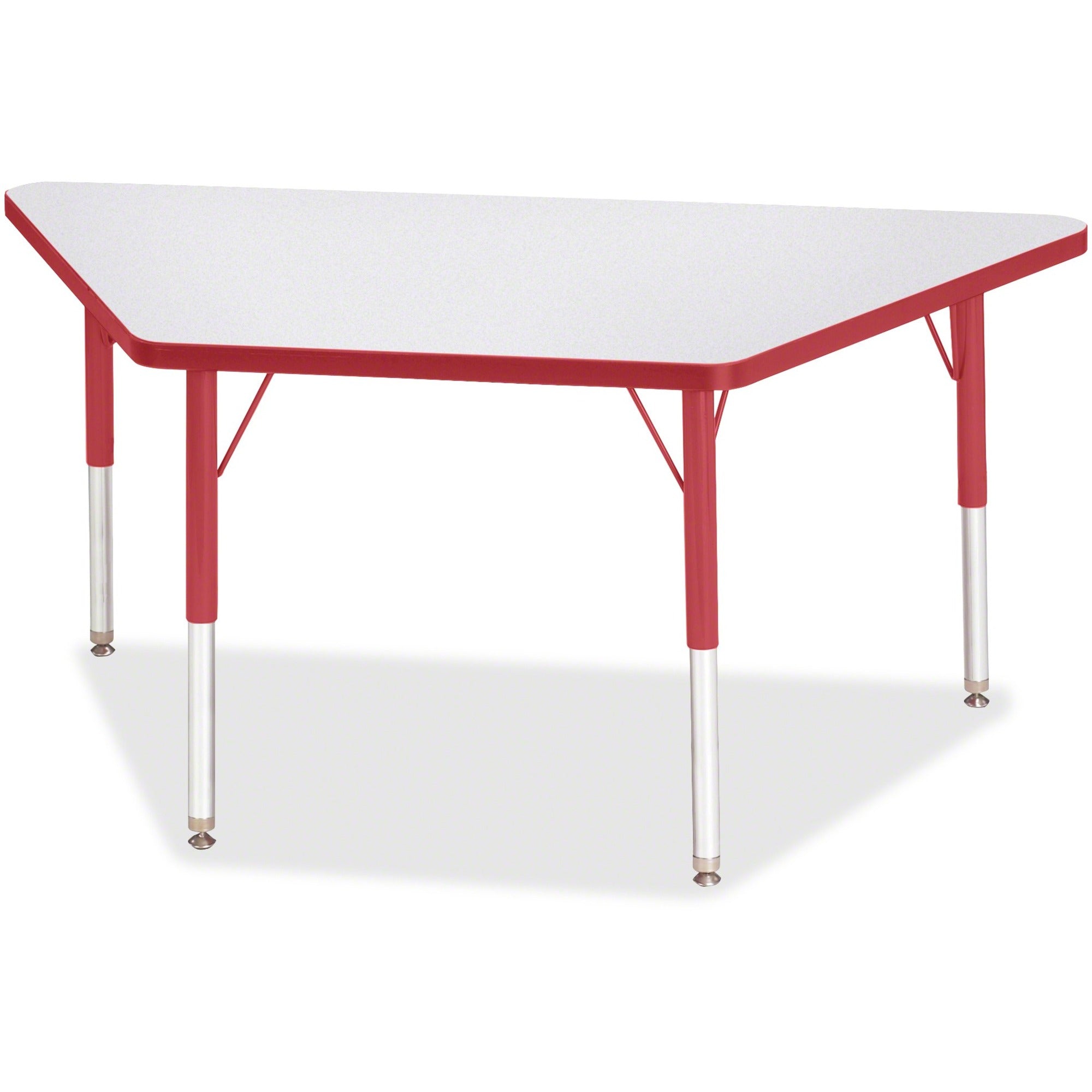 Berries® Trapezoid Activity Tables - 24" X 48", E-height - Freckled Gray/Red/Gray