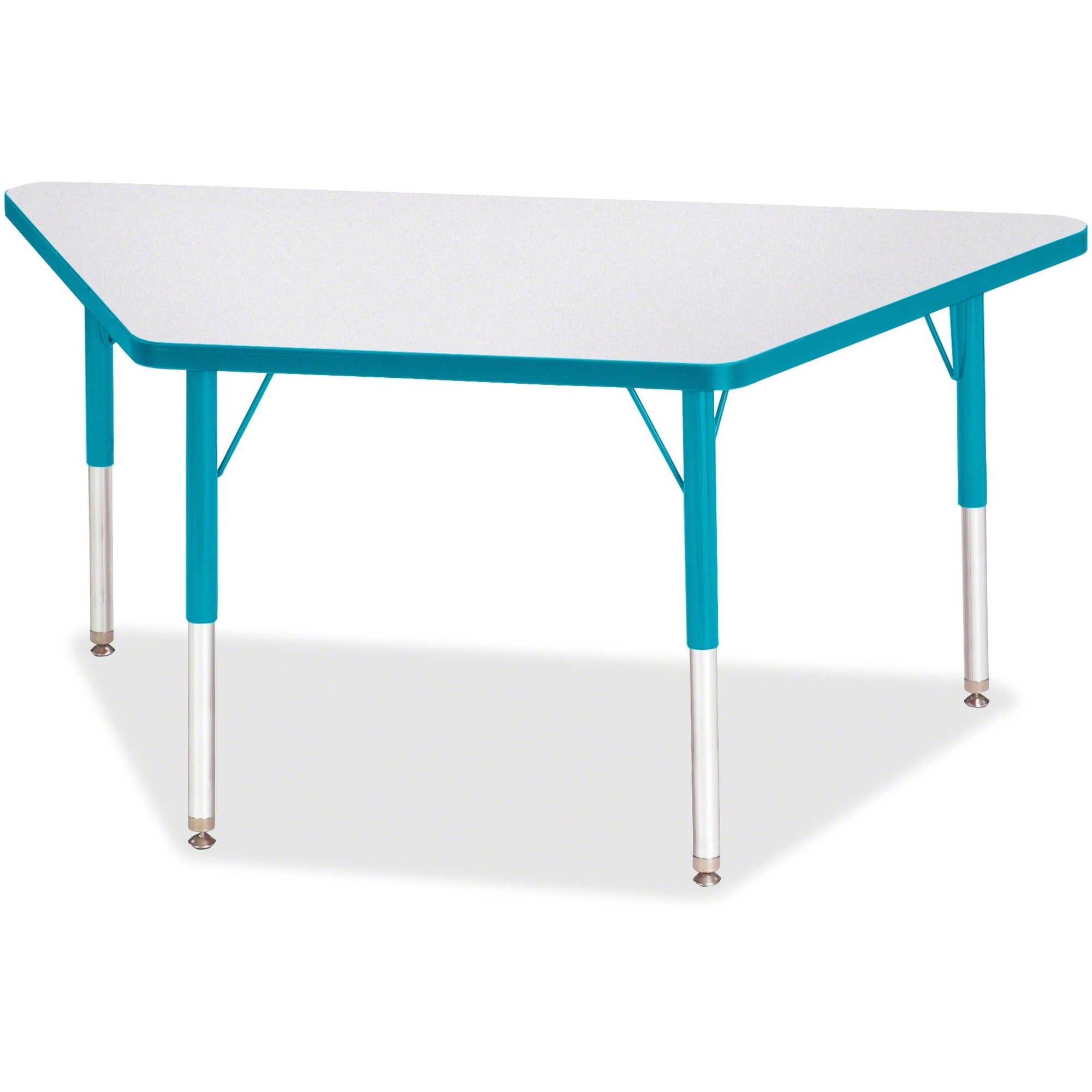 Berries® Trapezoid Activity Tables - 24" X 48", E-height - Freckled Gray/Teal/Gray