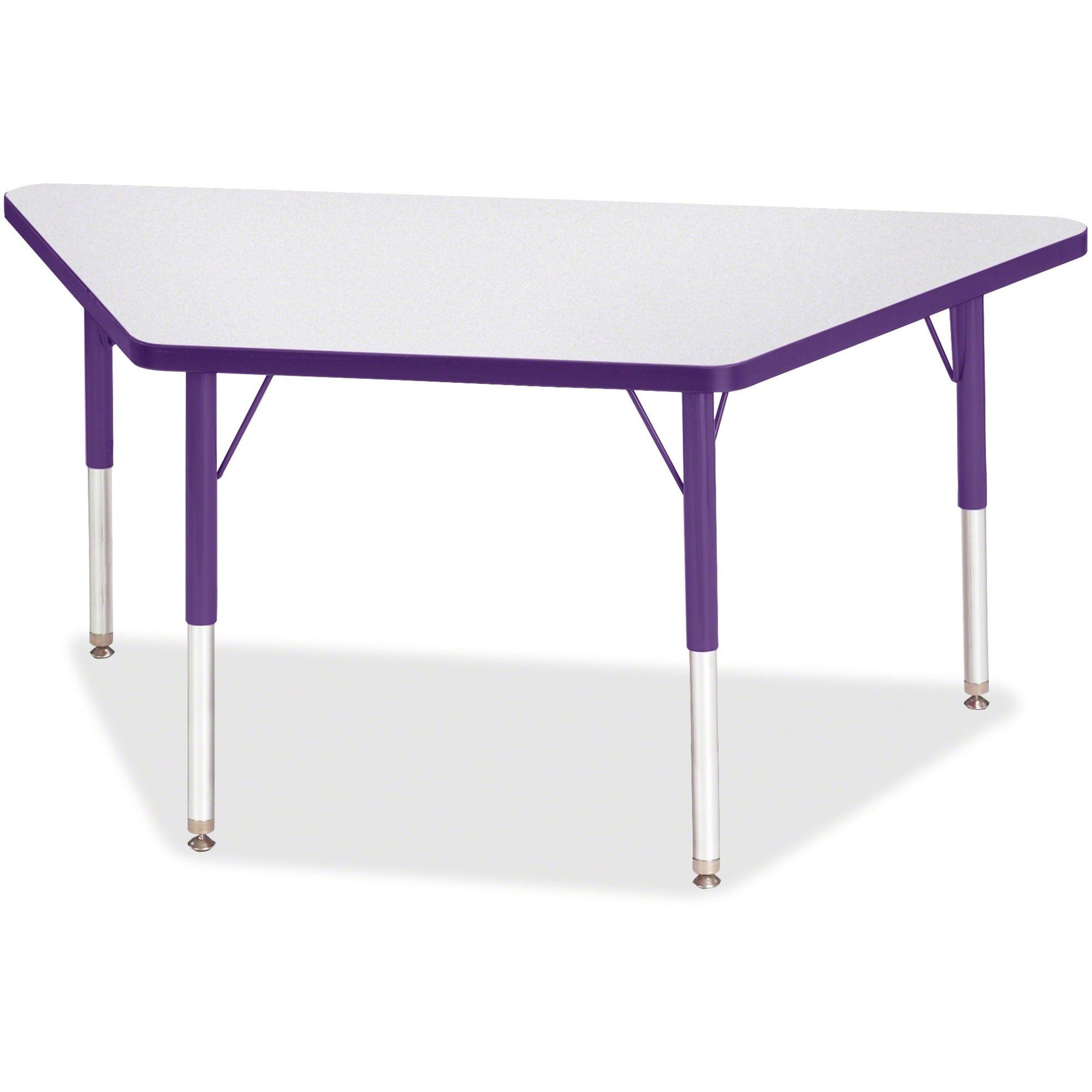 Berries® Trapezoid Activity Tables - 24" X 48", E-height - Freckled Gray/Purple/Gray