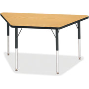 Berries® Trapezoid Activity Tables - 24" X 48", A-height - Oak/Black/Black