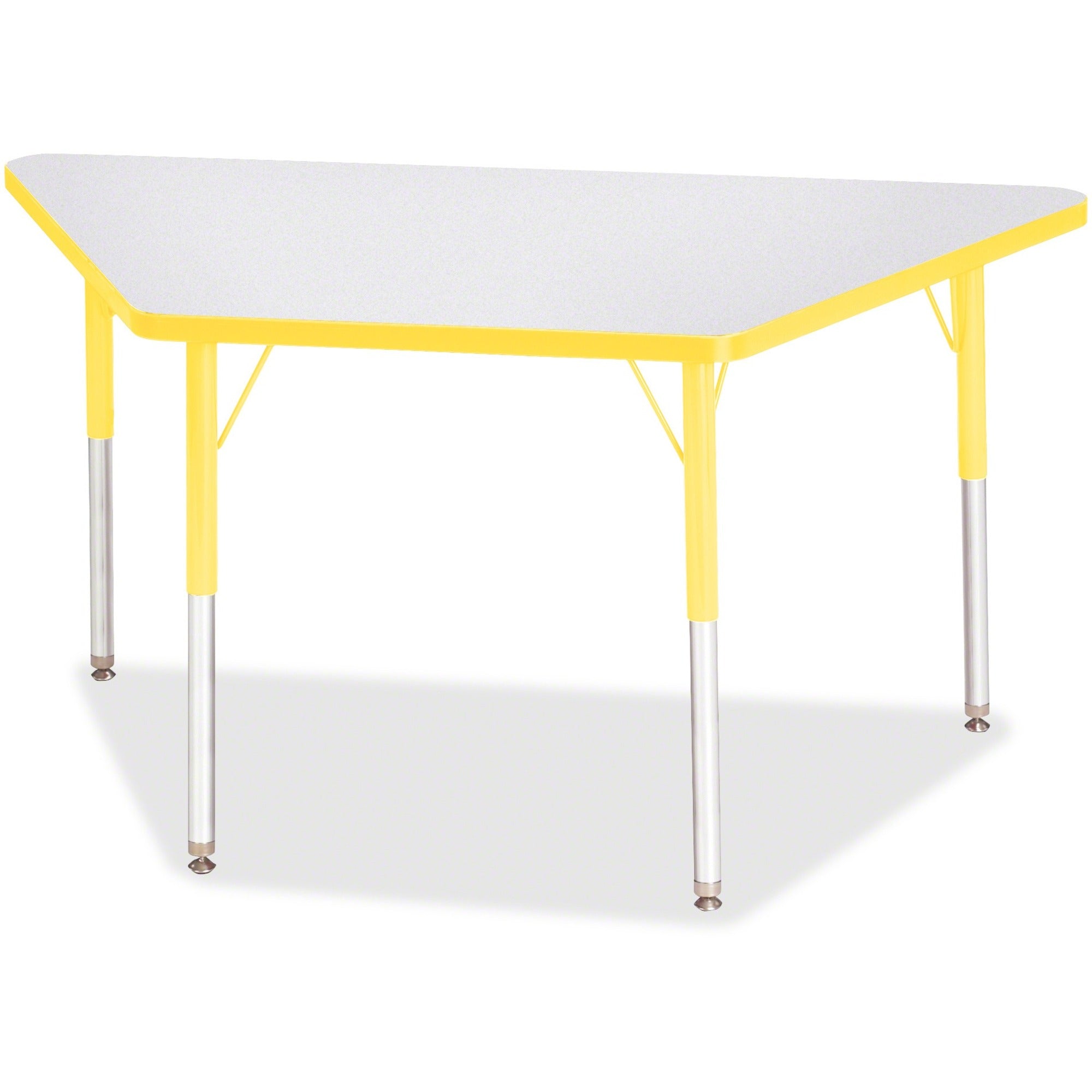Berries® Trapezoid Activity Tables - 24" X 48", A-height - Freckled Gray/Yellow/Gray