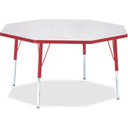Berries® Octagon Activity Table - 48" X 48", E-height - Freckled Gray/Red/Gray