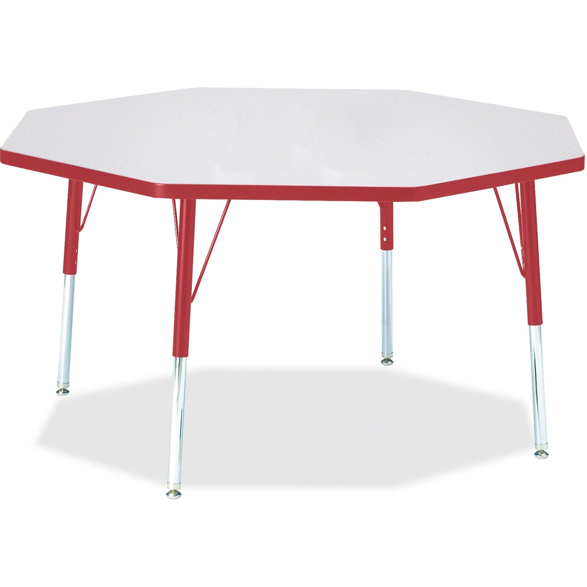 Berries® Octagon Activity Table - 48" X 48", E-height - Freckled Gray/Red/Gray