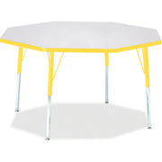 Berries® Octagon Activity Table - 48" X 48", A-height - Freckled Gray/Yellow/Gray