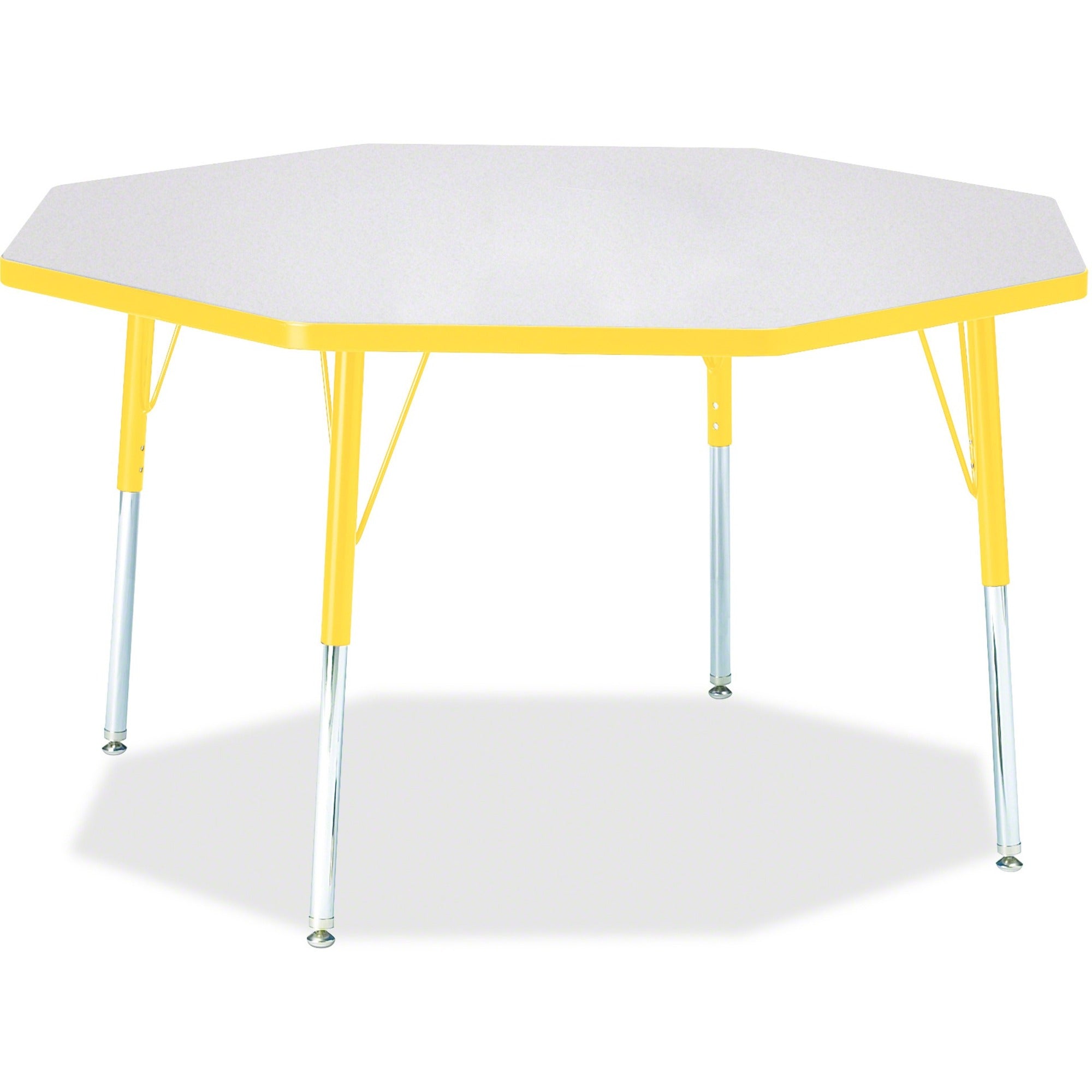 Berries® Octagon Activity Table - 48" X 48", A-height - Freckled Gray/Yellow/Gray