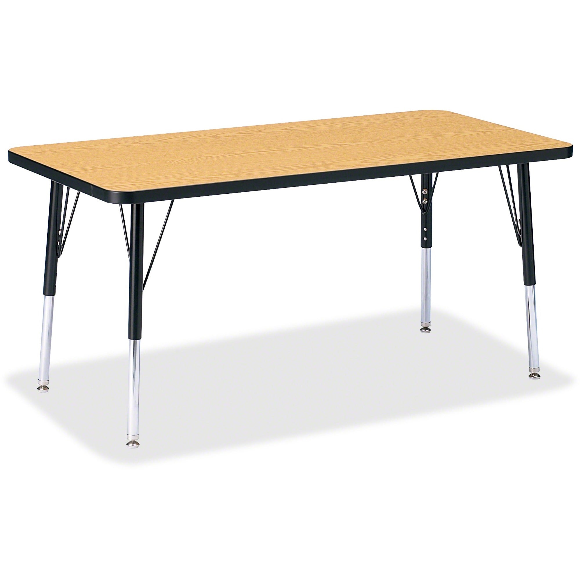 Berries® Rectangle Activity Table - 24" X 48", E-height - Oak/Black/Black