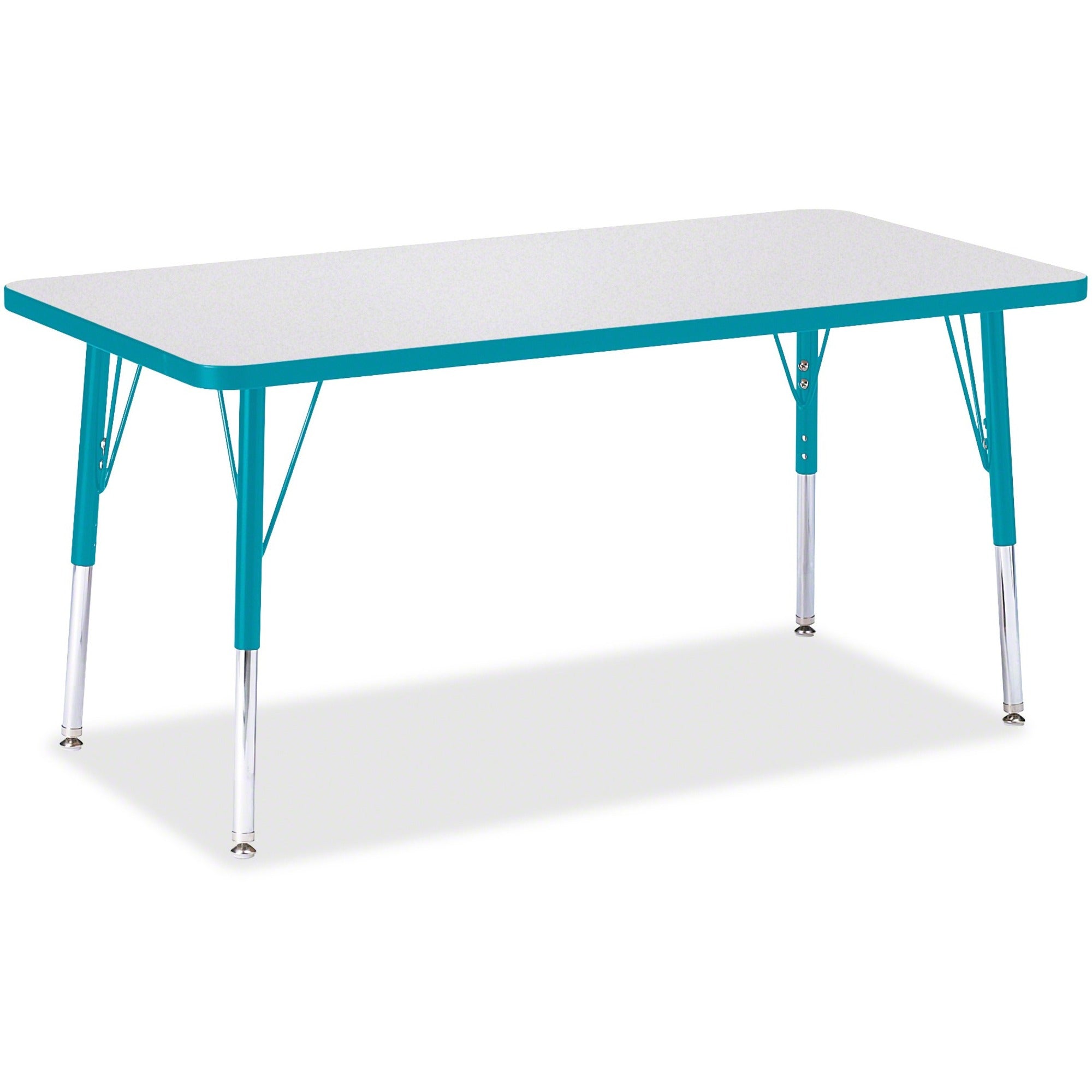 Berries® Rectangle Activity Table - 24" X 48", E-height - Freckled Gray/Teal/Gray