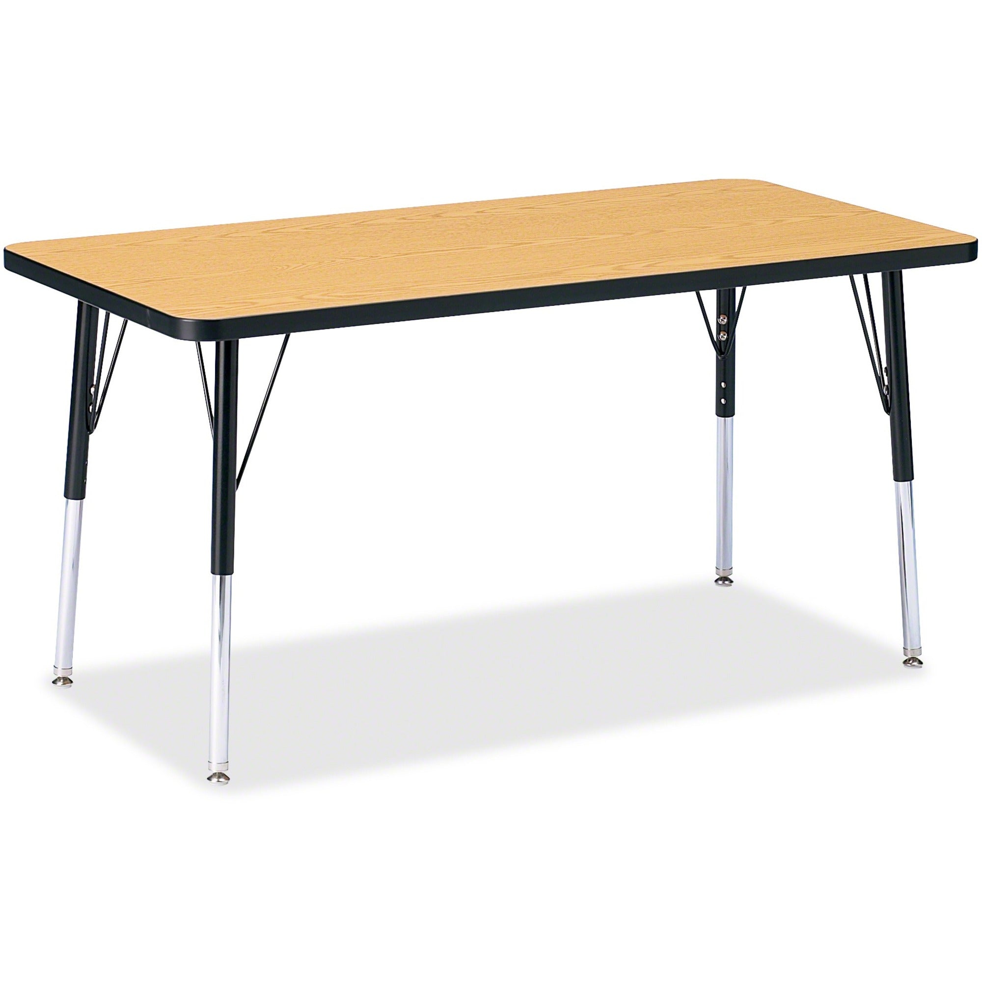 Berries® Rectangle Activity Table - 24" X 48", A-height - Oak/Black/Black