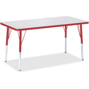 Berries® Rectangle Activity Table - 24" X 48", A-height - Freckled Gray/Red/Gray