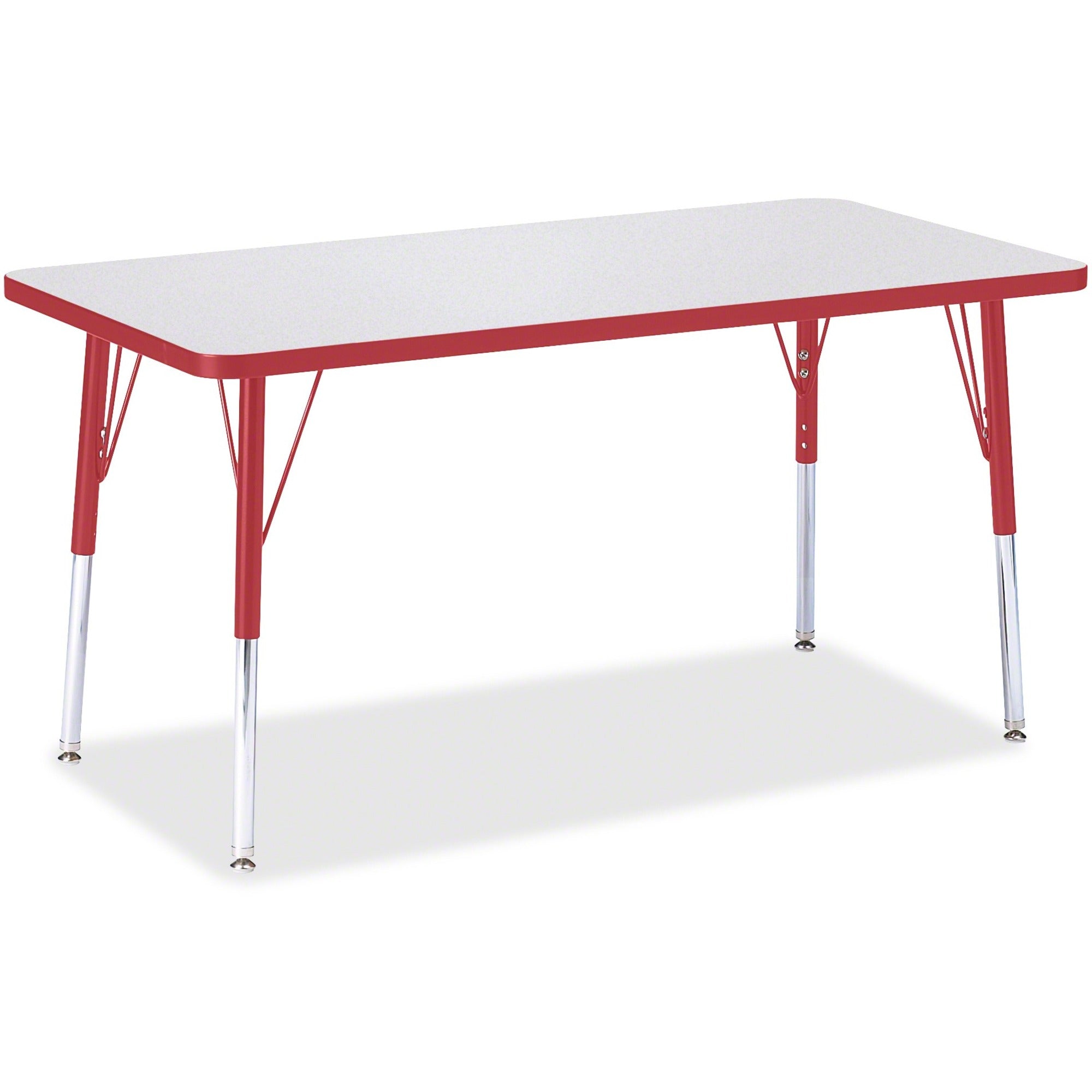 Berries® Rectangle Activity Table - 24" X 48", A-height - Freckled Gray/Red/Gray