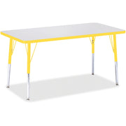 Berries® Rectangle Activity Table - 24" X 48", A-height - Freckled Gray/Yellow/Gray