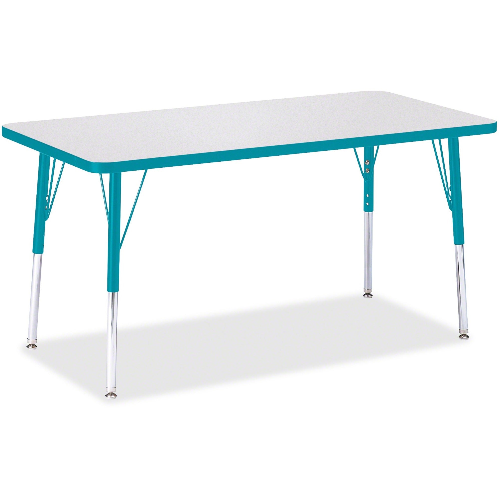 Berries® Rectangle Activity Table - 24" X 48", A-height - Freckled Gray/Teal/Gray