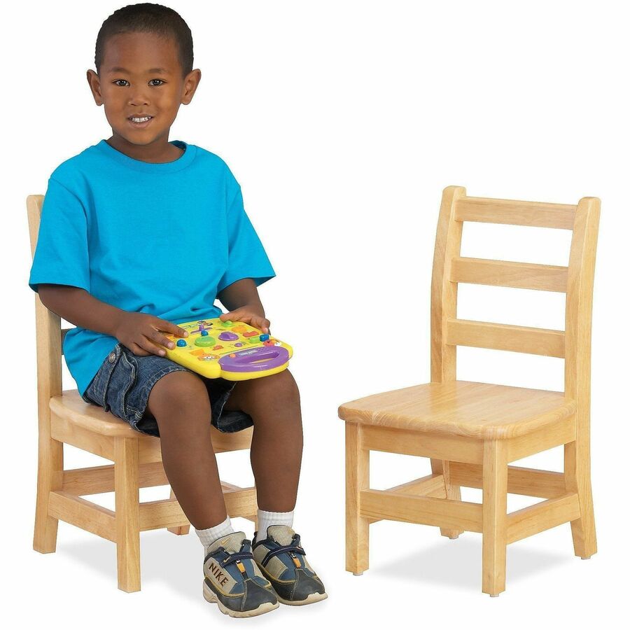 Jonti-Craft KYDZ Ladderback Chair, Maple, Solid Hardwood, 8" Seat Height, Beige, 2 per Carton