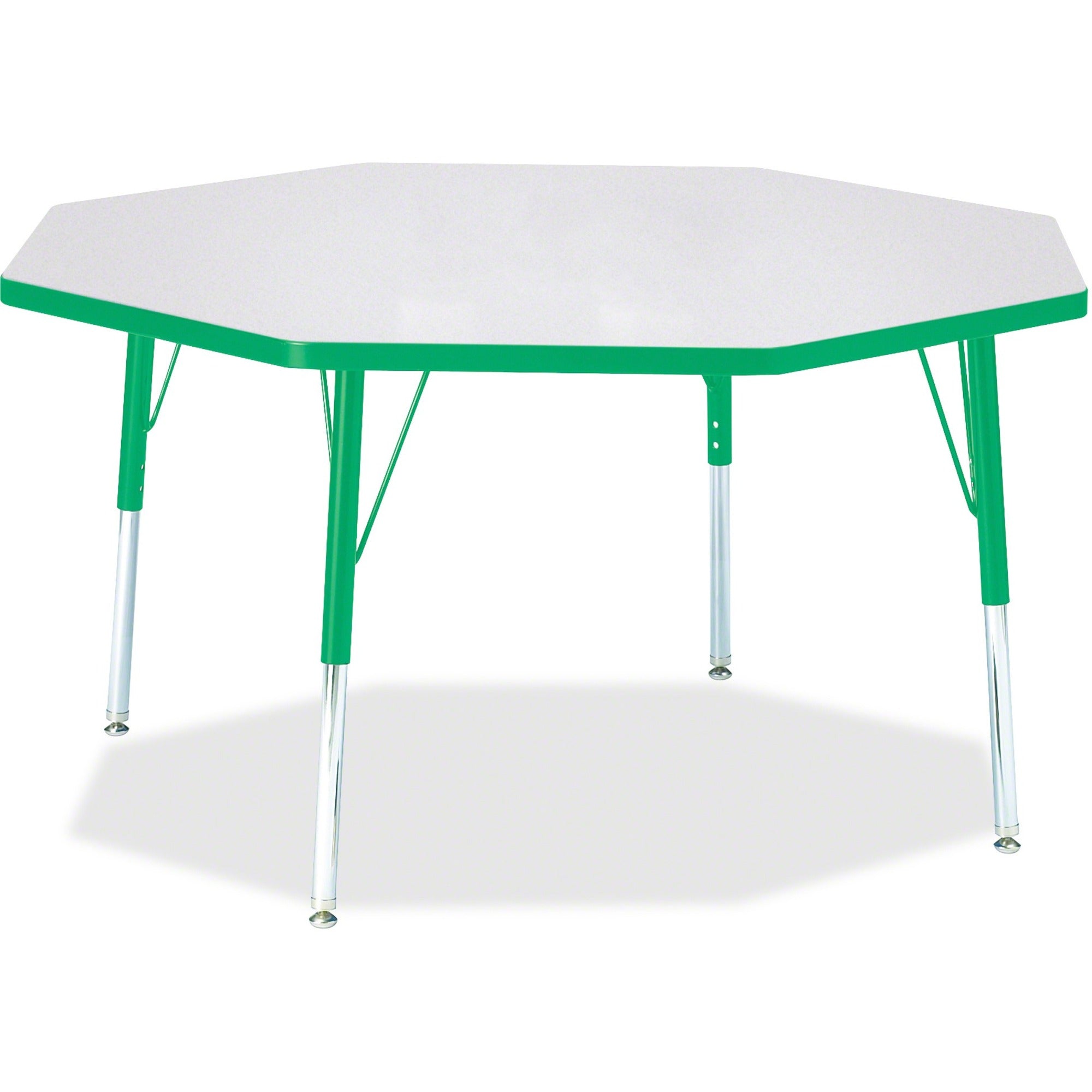 Berries® Octagon Activity Table - 48" X 48", E-height - Freckled Gray/Green/Gray
