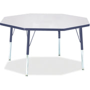 Berries® Octagon Activity Table - 48" X 48", E-height - Freckled Gray/Navy/Gray