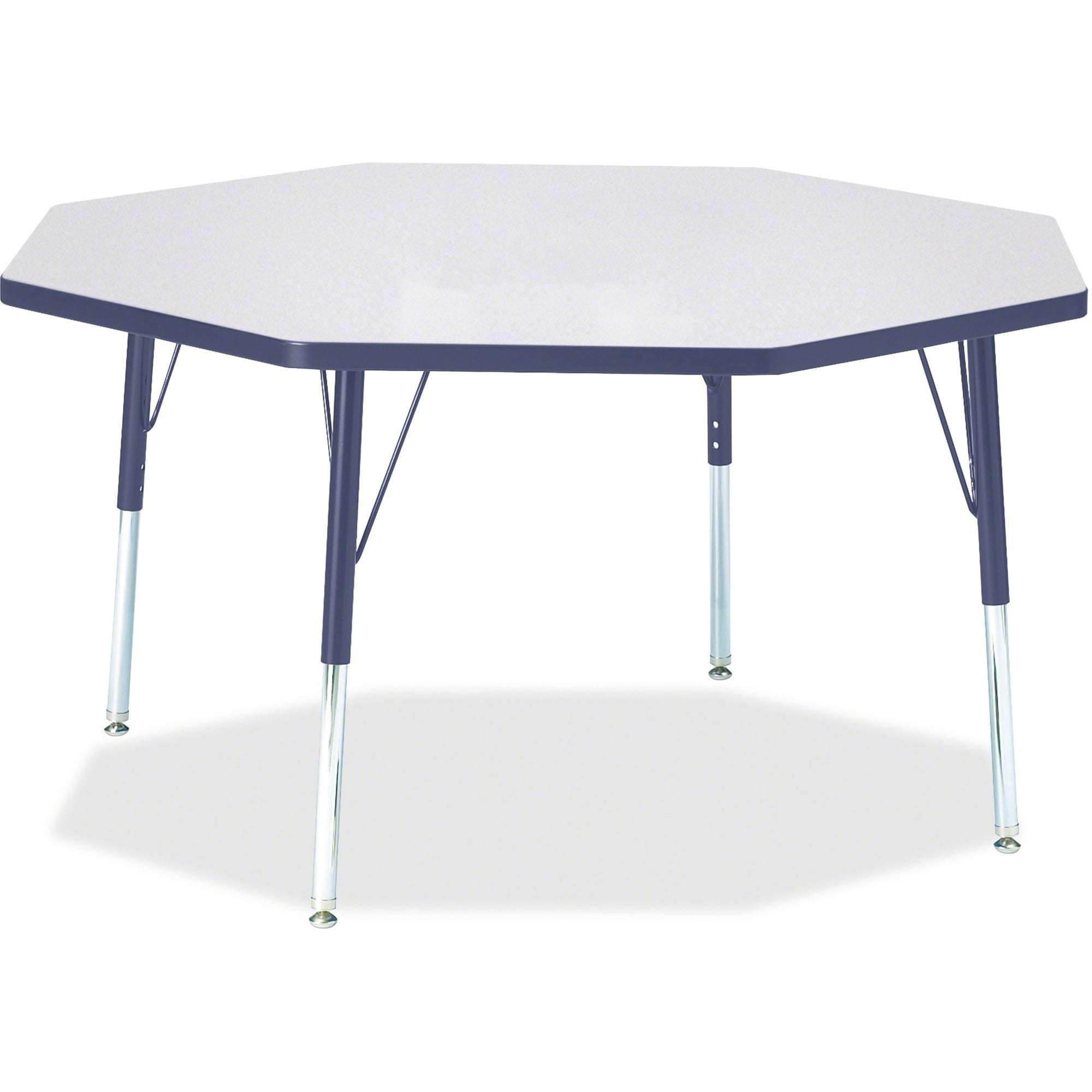 Berries® Octagon Activity Table - 48" X 48", E-height - Freckled Gray/Navy/Gray