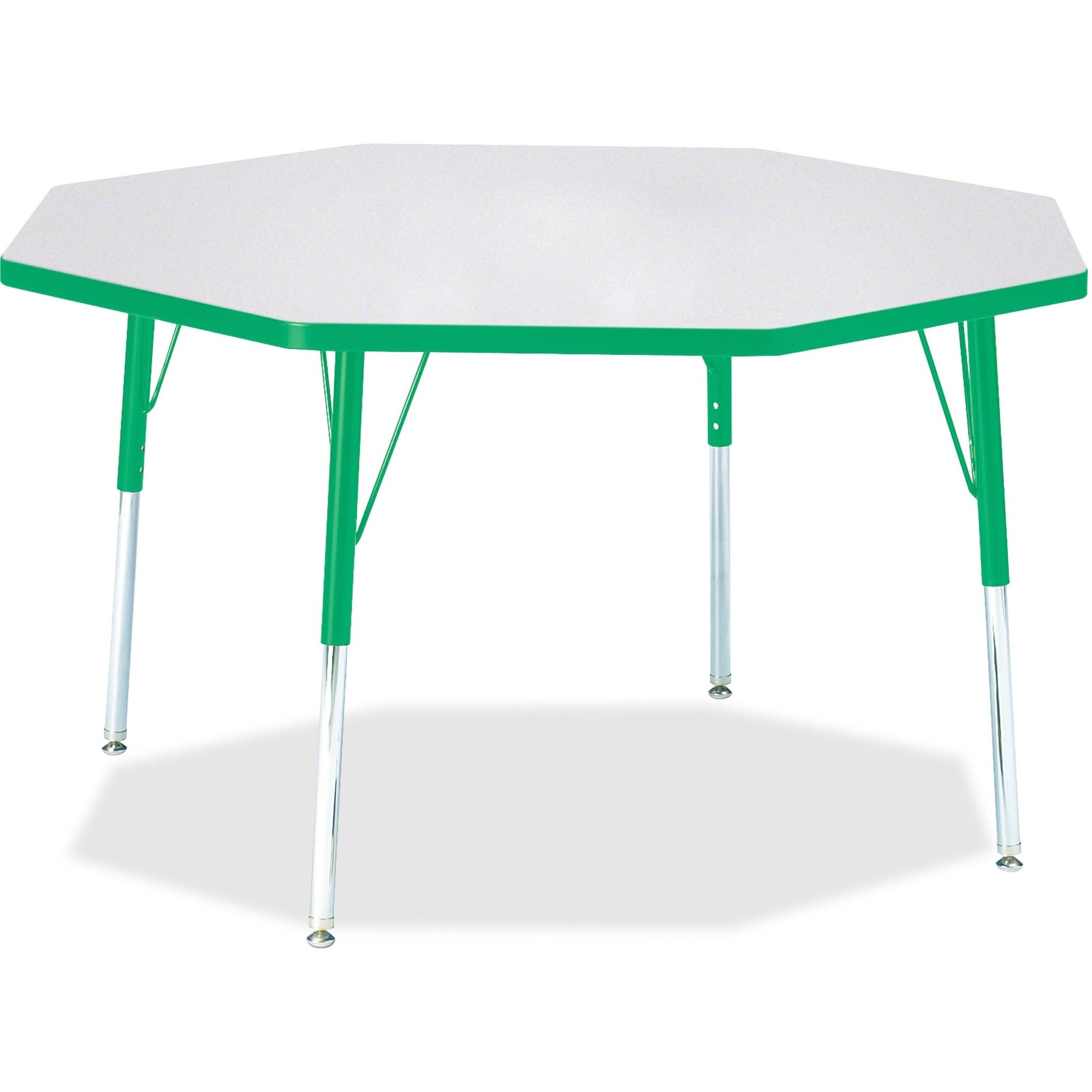 Berries® Octagon Activity Table - 48" X 48", A-height - Freckled Gray/Green/Gray