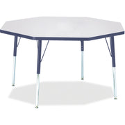 Berries® Octagon Activity Table - 48" X 48", A-height - Freckled Gray/Navy/Gray