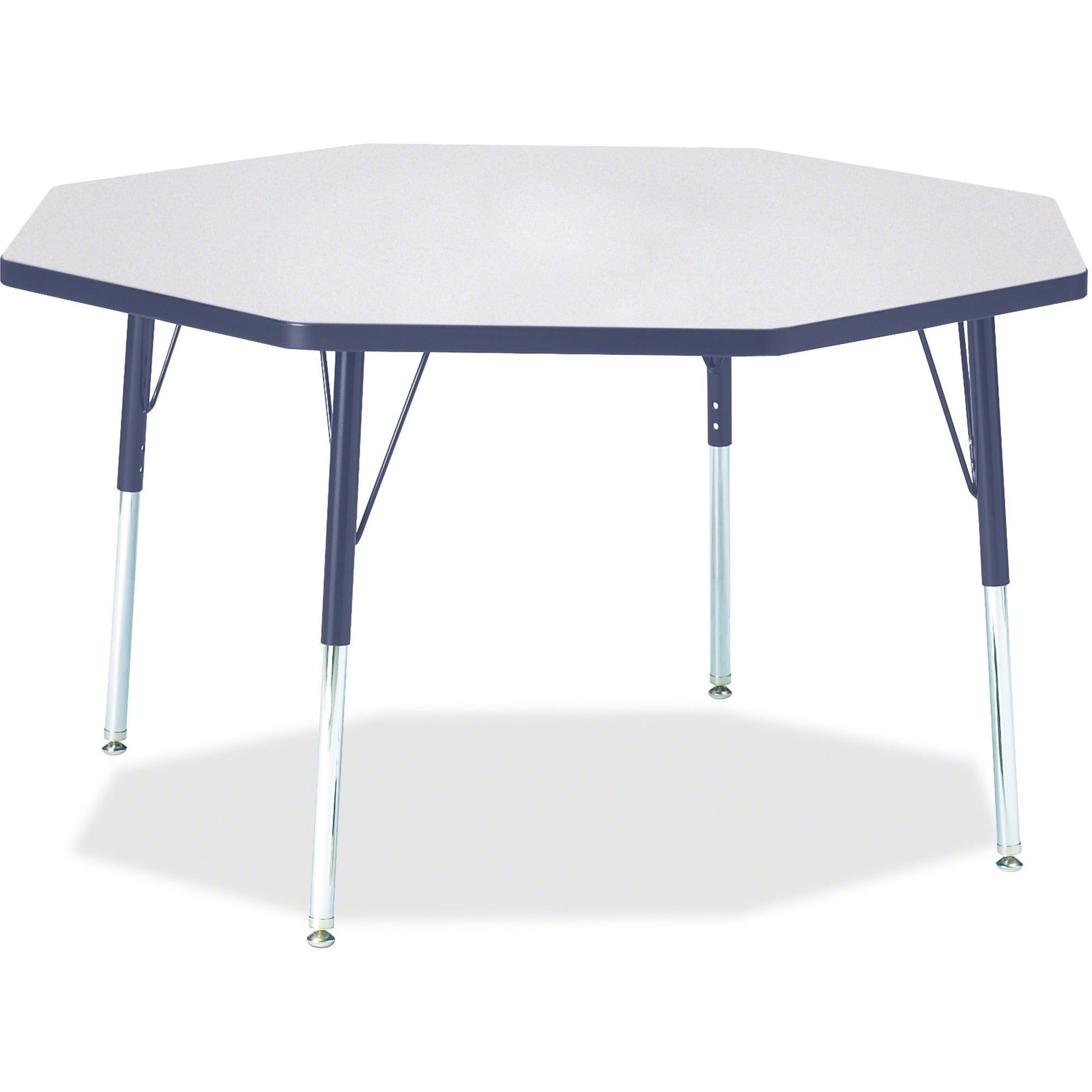 Berries® Octagon Activity Table - 48" X 48", A-height - Freckled Gray/Navy/Gray