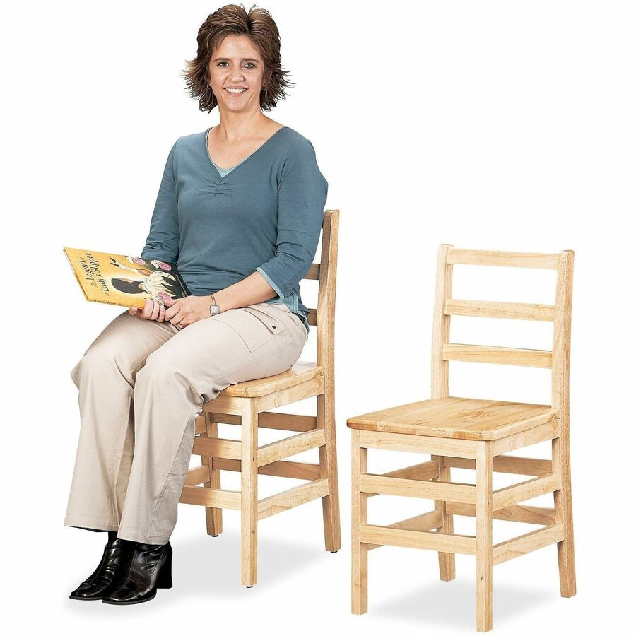 Jonti-Craft KYDZ Ladderback Chair, Maple, Solid Hardwood, 18" Seat Height, Beige, 2 per Carton