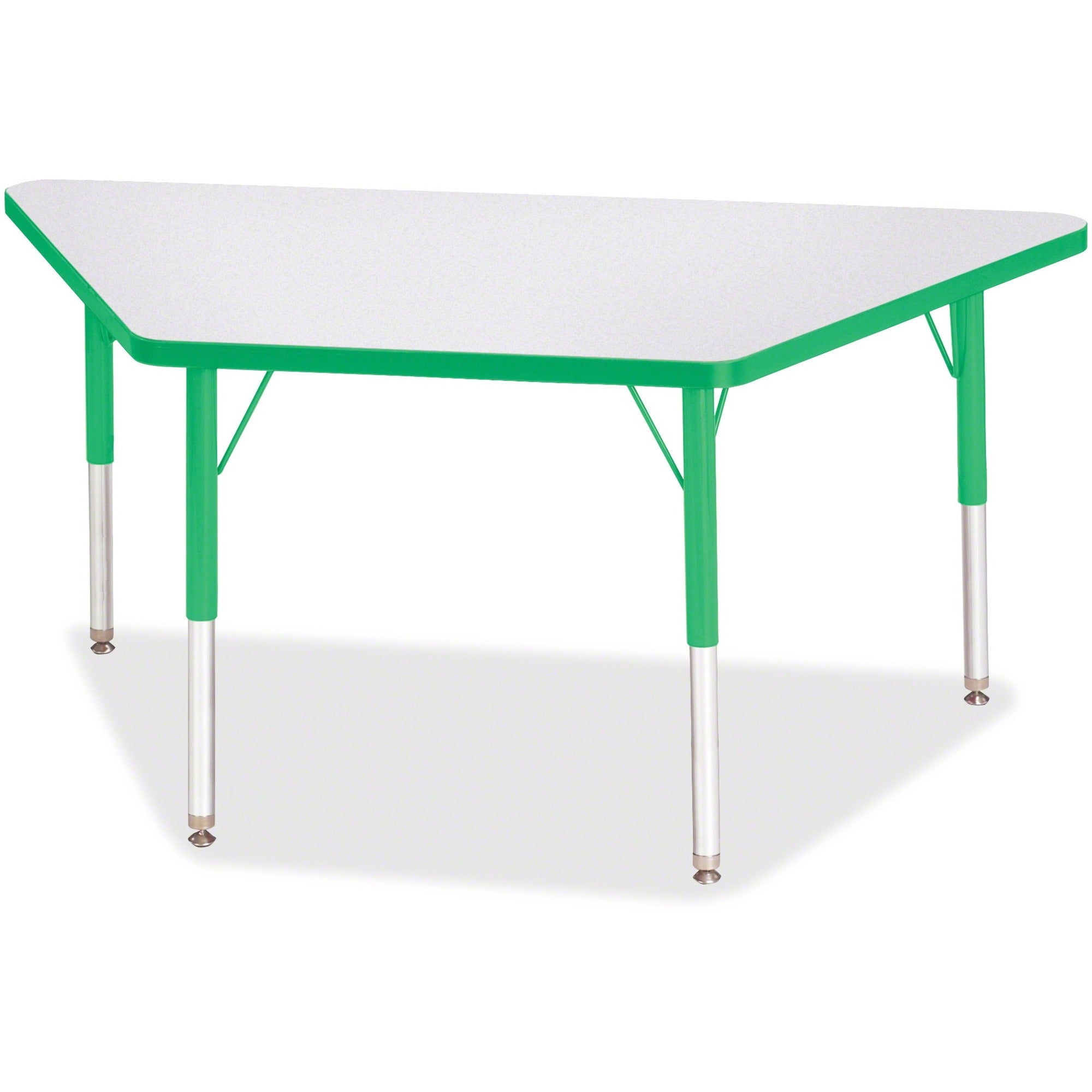 Berries® Trapezoid Activity Tables - 24" X 48", E-height - Freckled Gray/Green/Gray