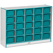 Jonti-Craft Rainbow Accents Cubbie-trays Storage Unit - 25 Compartment(s) - 35.50" Height x 48" Width x 15" Depth - Laminated - Teal - Rubber - 1 Each